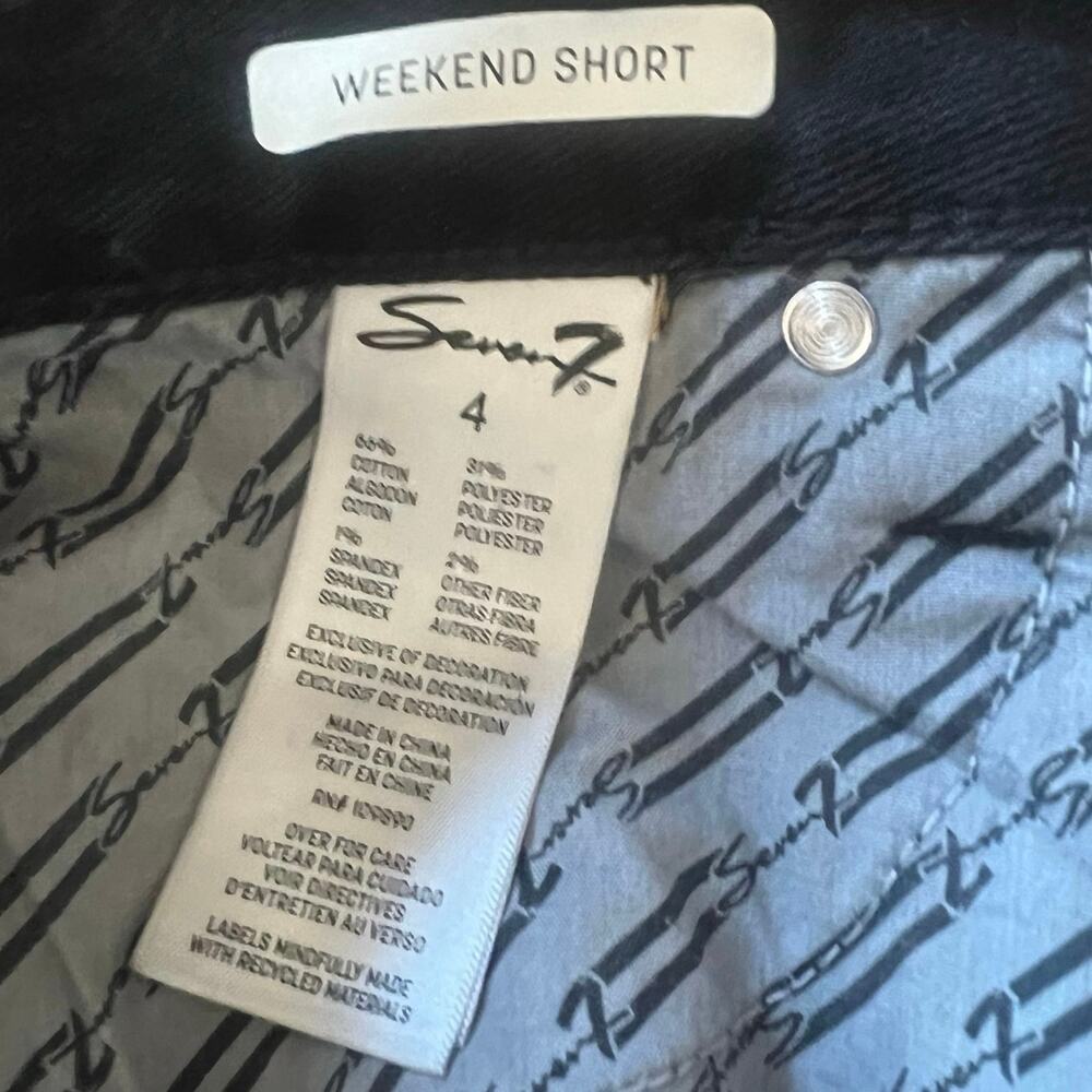 Seven7 Black Distressed Rhinestone "Weekend Short" Denim | Women’s 4 - Picture 4 of 5